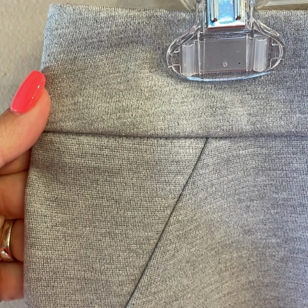 Grace Elements PONTE stretch straight skirt mist grey Heather color zip button 8